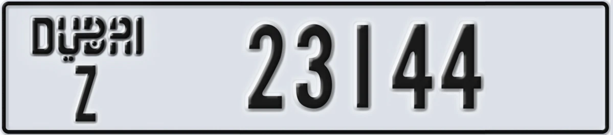 UAE License Plate Dubai Z 23144