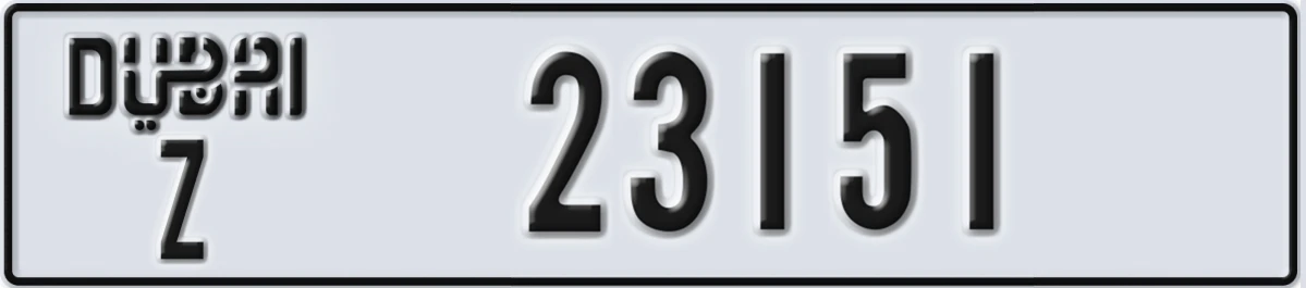 UAE License Plate Dubai Z 23151