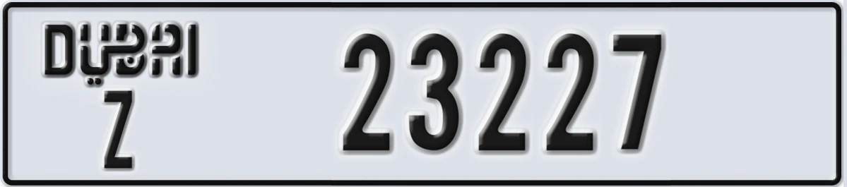 UAE License Plate Dubai Z 23227