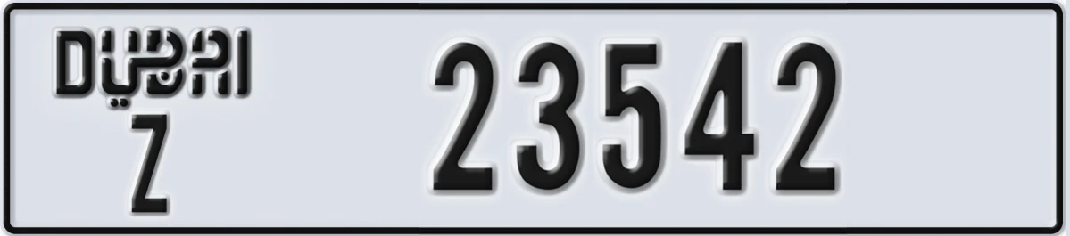 UAE License Plate Dubai Z 23542