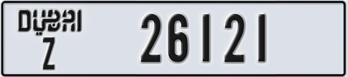 UAE License Plate Dubai Z 26121