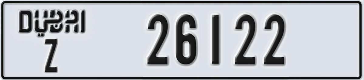 UAE License Plate Dubai Z 26122
