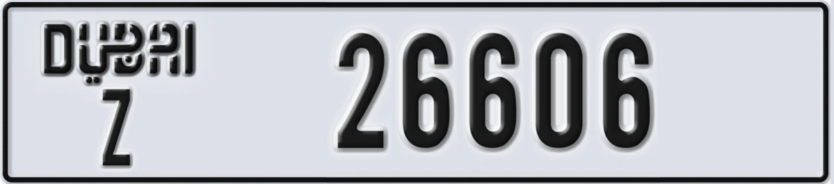 UAE License Plate Dubai Z 26606