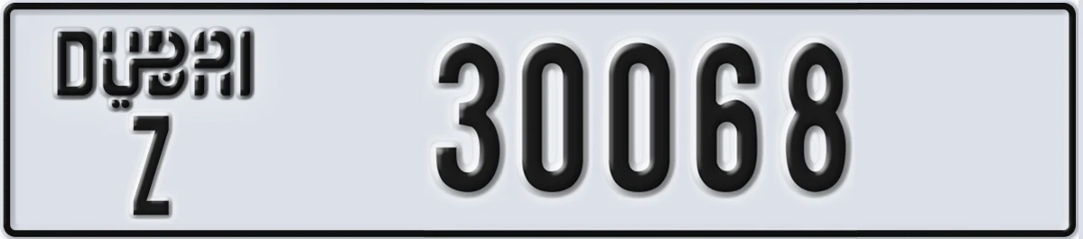 UAE License Plate Dubai Z 30068