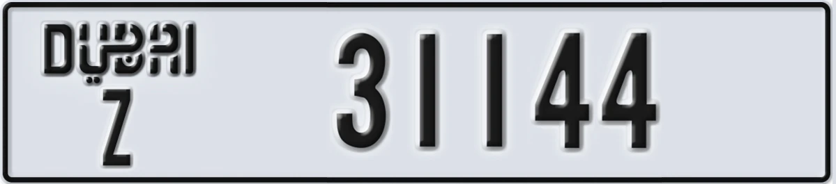 UAE License Plate Dubai Z 31144