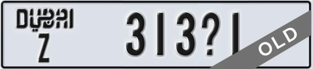 UAE License Plate Dubai Z 313X1