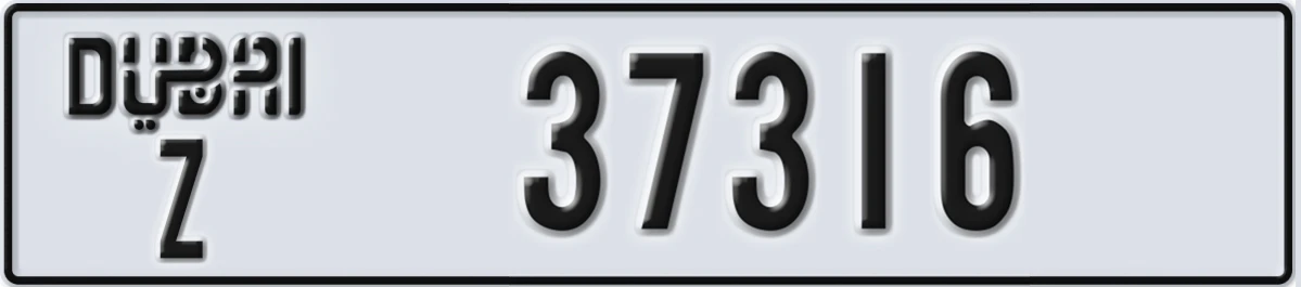 UAE License Plate Dubai Z 37316
