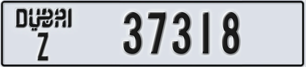 UAE License Plate Dubai Z 37318