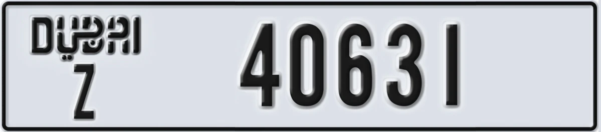 UAE License Plate Dubai Z 40631