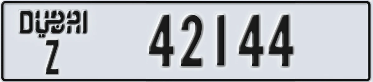UAE License Plate Dubai Z 42144