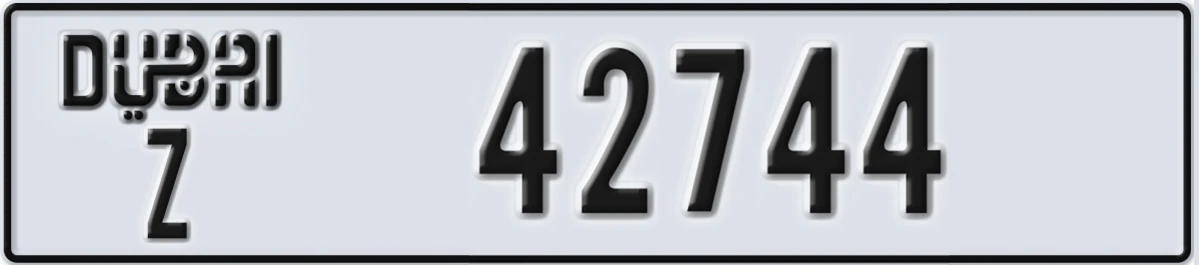 UAE License Plate Dubai Z 42744