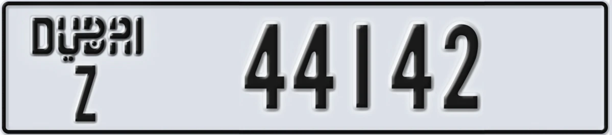 UAE License Plate Dubai Z 44142