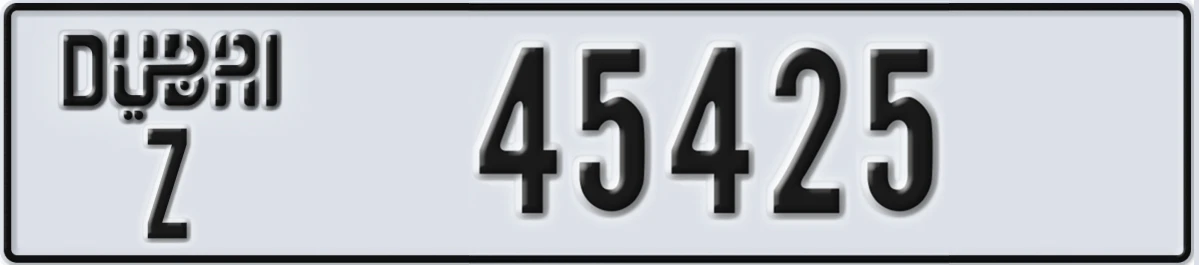 UAE License Plate Dubai Z 45425
