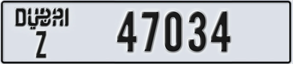 UAE License Plate Dubai Z 47034