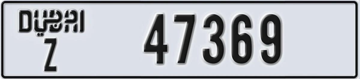 UAE License Plate Dubai Z 47369