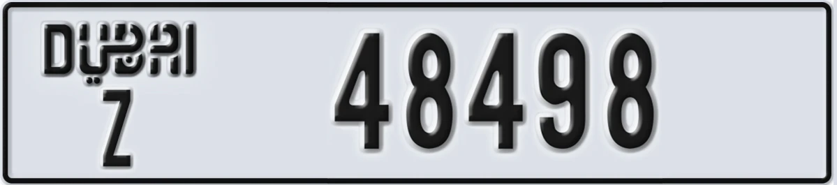 UAE License Plate Dubai Z 48498