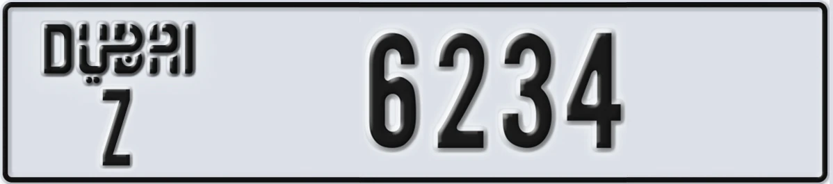 UAE License Plate Dubai Z 6234