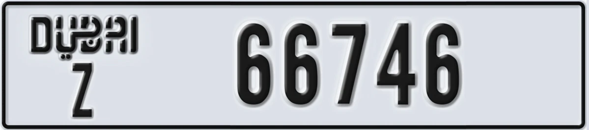 UAE License Plate Dubai Z 66746