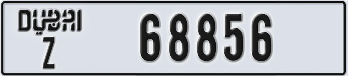 UAE License Plate Dubai Z 68856