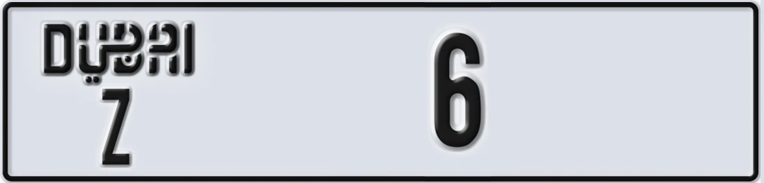 UAE License Plate Dubai Z 6X
