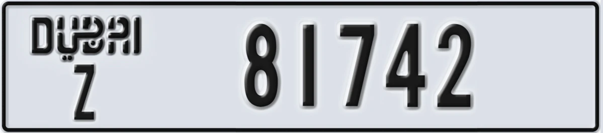 UAE License Plate Dubai Z 81742