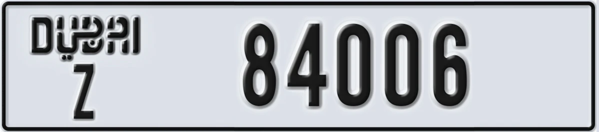 UAE License Plate Dubai Z 84006