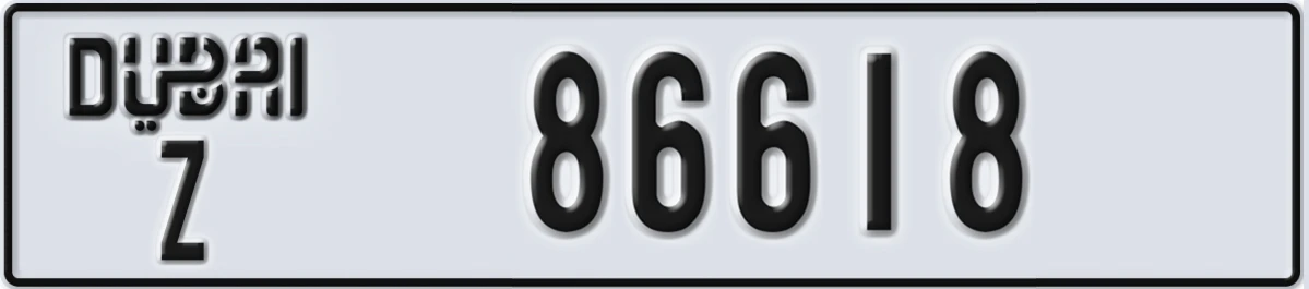 UAE License Plate Dubai Z 86618