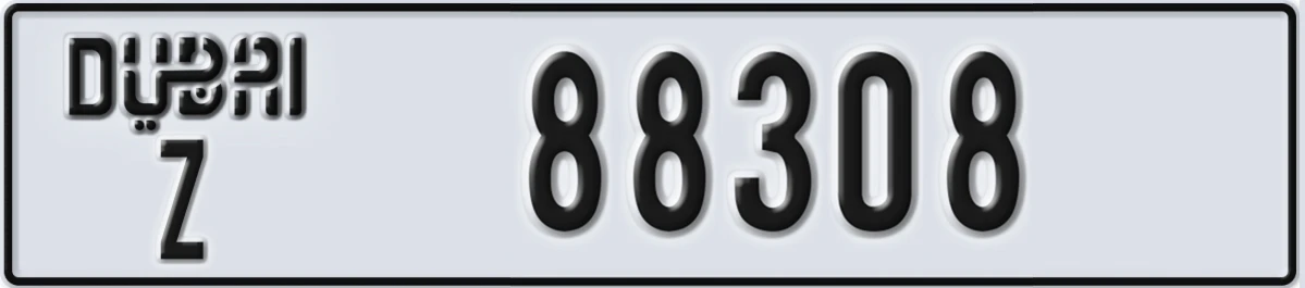 UAE License Plate Dubai Z 88308