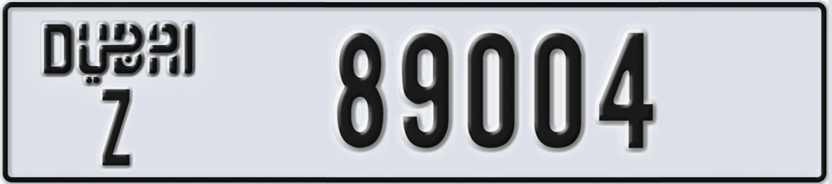 UAE License Plate Dubai Z 89004