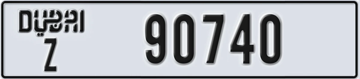 UAE License Plate Dubai Z 90740