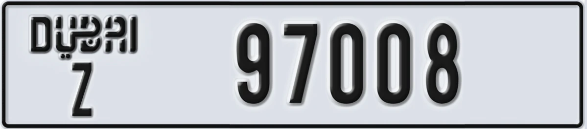 UAE License Plate Dubai Z 97008