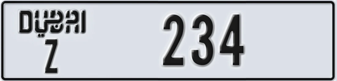UAE License Plate Dubai Z X234