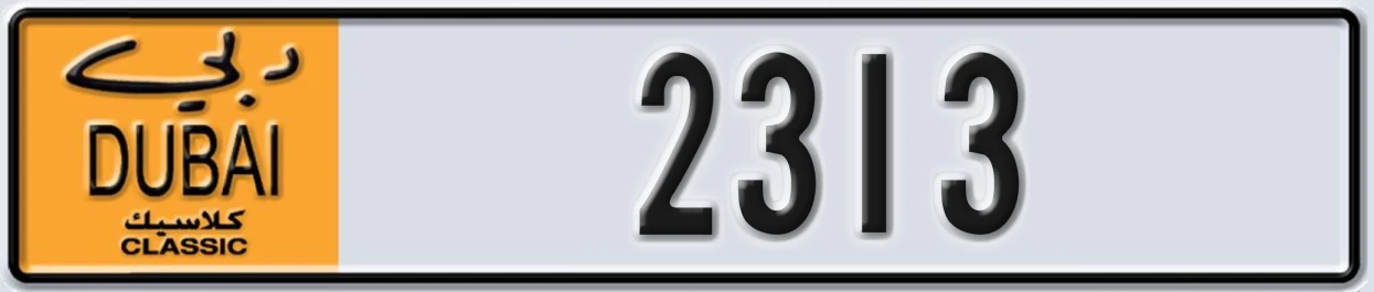 UAE License Plate Dubai Classic NOC 2313