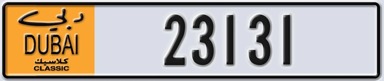 UAE License Plate Dubai Classic NOC 23131