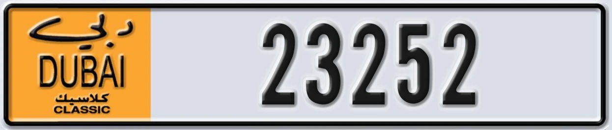 UAE License Plate Dubai Classic NOC 23252