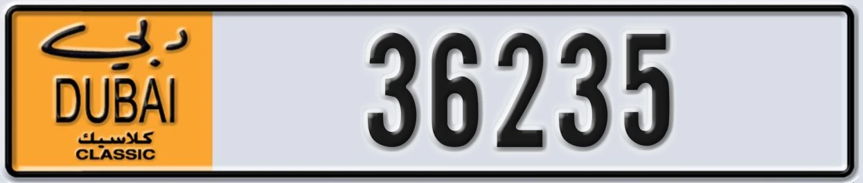 UAE License Plate Dubai Classic NOC 36235