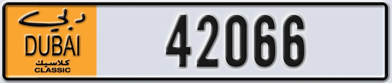 UAE License Plate Dubai Classic NOC 42066