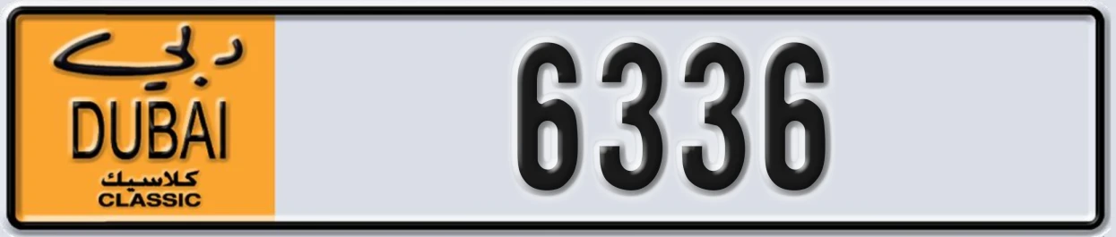 UAE License Plate Dubai Classic NOC 6336