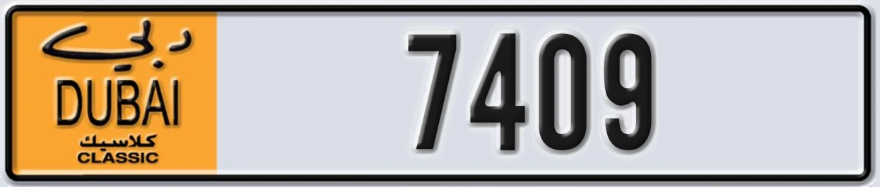 UAE License Plate Dubai Classic NOC 7409