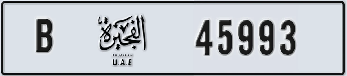 UAE License Plate Fujairah B 45993