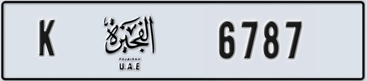 UAE License Plate Fujairah K 6787