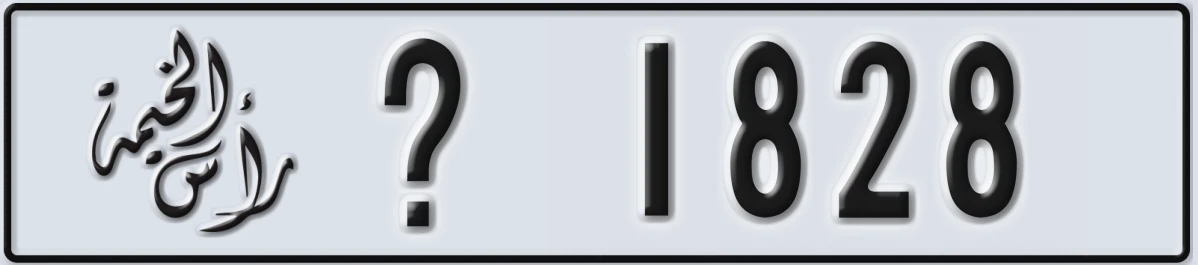 UAE License Plate Ras Al Khaimah X 1828