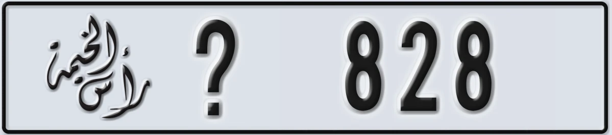 UAE License Plate Ras Al Khaimah X 828