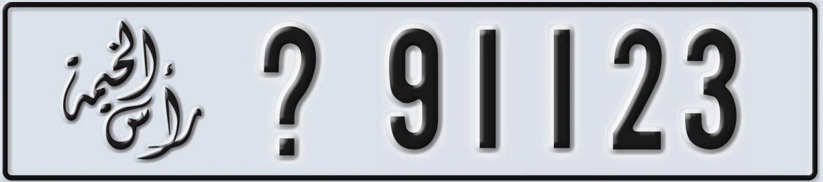 UAE License Plate Ras Al Khaimah X 91123