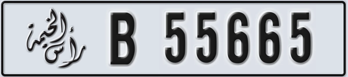 UAE License Plate Ras Al Khaimah B 55665