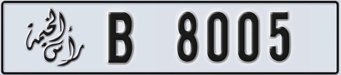 UAE License Plate Ras Al Khaimah B 8005