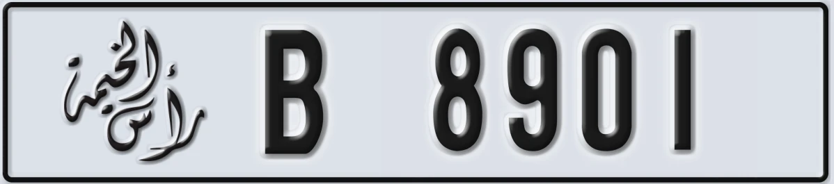 UAE License Plate Ras Al Khaimah B 8901