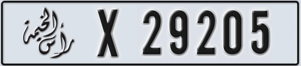 UAE License Plate Ras Al Khaimah X 29205