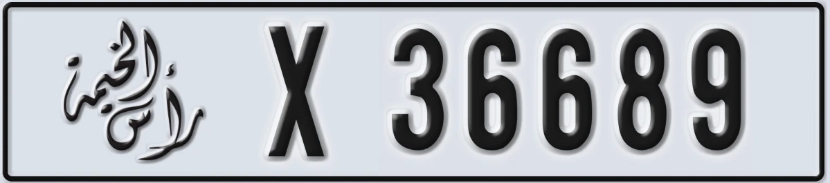 UAE License Plate Ras Al Khaimah X 36689