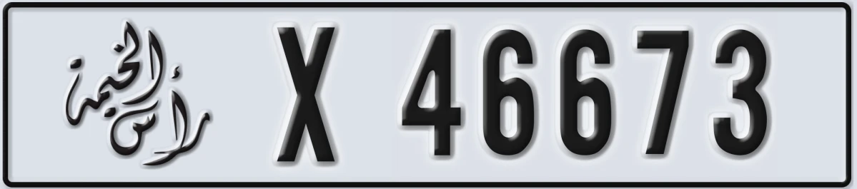 UAE License Plate Ras Al Khaimah X 46673